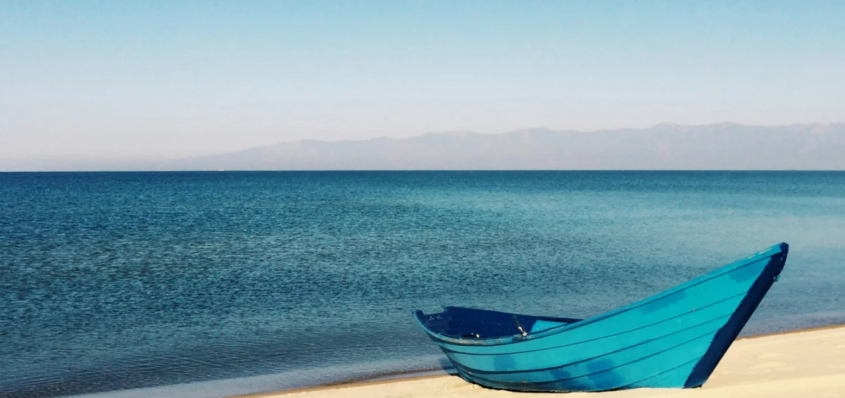 calmy boat on shore